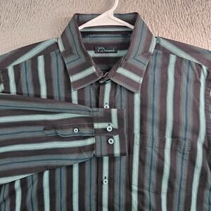 7 Diamonds Shirt Men XXL Button‎ Up Long Sleeve Black Striped